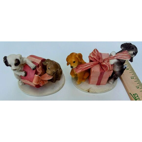 Home Interiors 2003 "What's Inside" lot of 2 Puppy Figurines see description - Picture 1 of 7